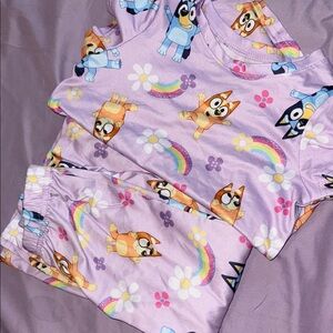 Playful Cartoon Kids Pajama Set - Purple
